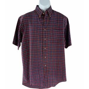 Career Club Madras Plaid Shirt Mens XLT Short Sleeve Chest Pocket Button Down